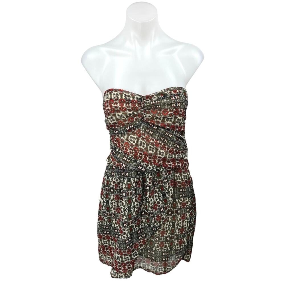Mango Multicolor Sleeveless Strapless Bandeau Cami Camisole Mini Tank Dress M